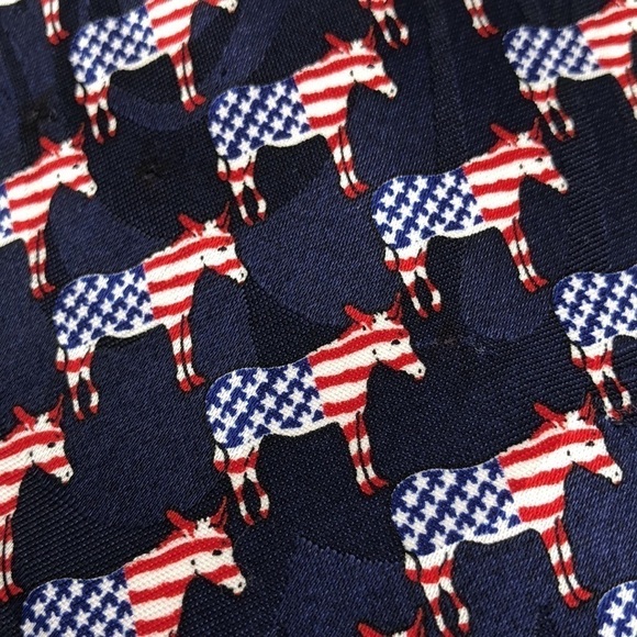 Steven Harris Navy Blue Tie with Democratic Donkey American Flag Logo NWOT - Picture 3 of 7
